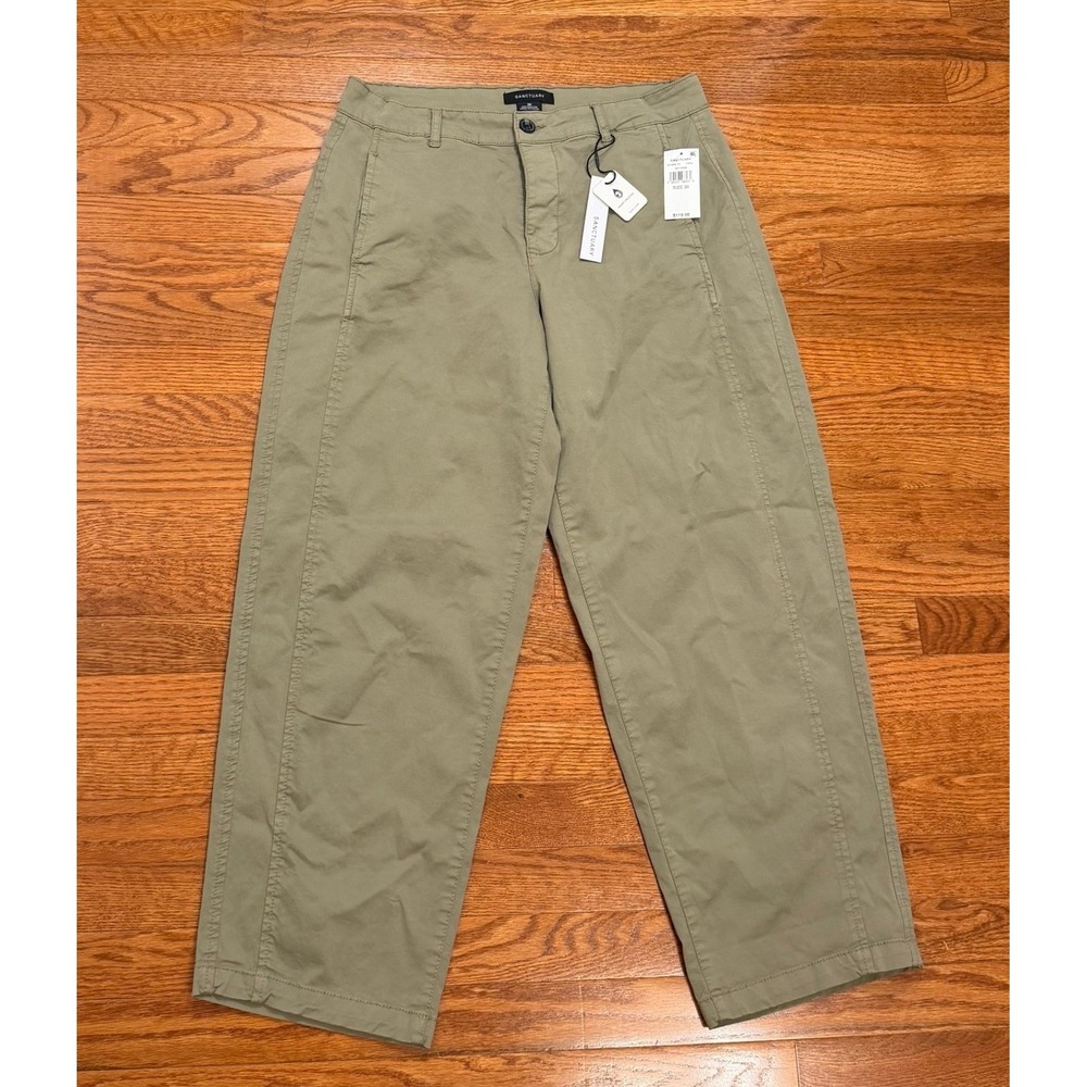 New‎ Sanctuary Wide Leg Pants Trousers Womens 30x28 Olive Green Button Fly Twill